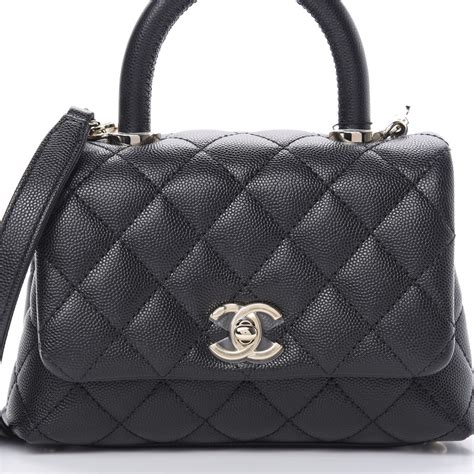 chanel caviar quilted mini coco handle flap black|Flap Bags .